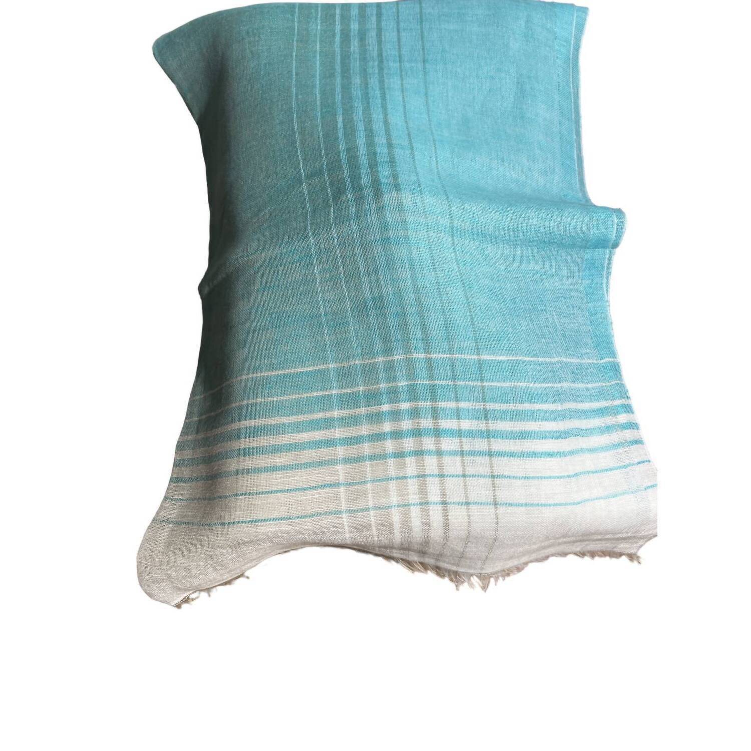 New The Gray Crab Women's Linen Cotton Scarf In Blue White